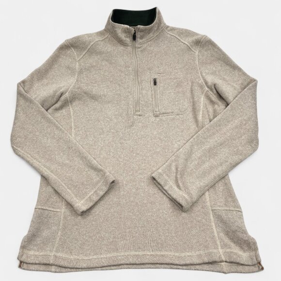 Woolrich Oatmeal Beige 1/4 Zip Fleece Pullover Sweater Jacket Men's Medium M - Picture 5 of 10